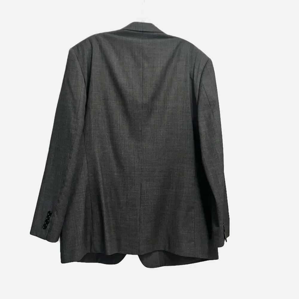 Lauren Ralph Lauren Solid Gray Sport Coat Blazer 2 Button Size 46L Wool EUC